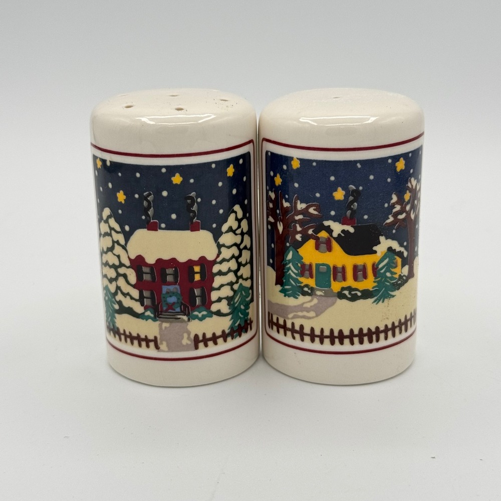 Vintage Oneida Chinaware Salt & Pepper Shakers Holiday Harbor Christmas Nautical